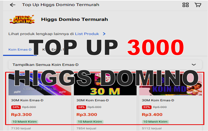Top Up Higgs Domino 3000